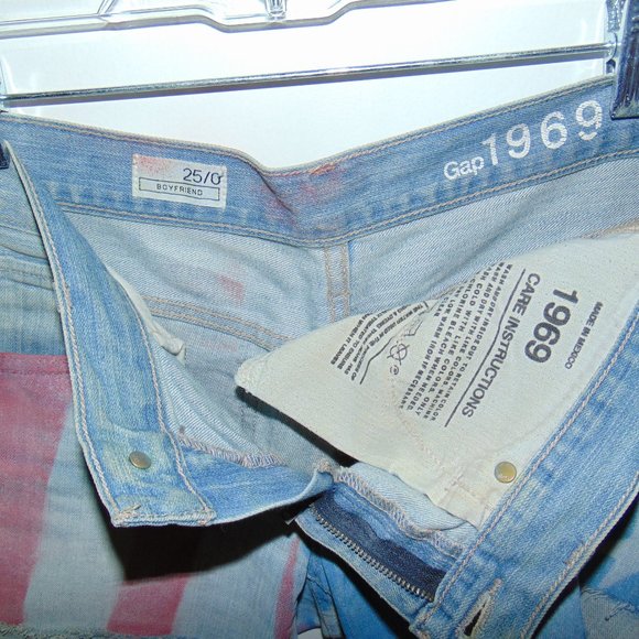 GAP 1969 US Flag Jean Shorts SZ 25 Womens CUT-OFFS Distressed Blue Denim Shorts - Picture 8 of 8